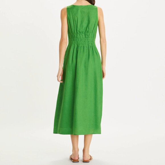 Tory Burch Pleated Midi Dress in Linen - Picture 4 of 12